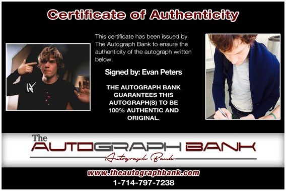 Evan Peters proof of signing certificate