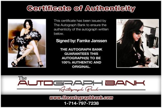Famke Janssen proof of signing certificate