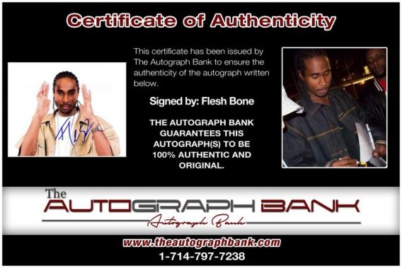 Flesh Bone of Bone Thugs N Harmony proof of signing certificate
