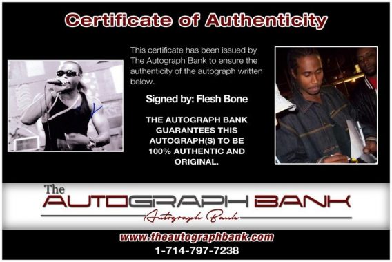 Flesh Bone of Bone Thugs N Harmony proof of signing certificate