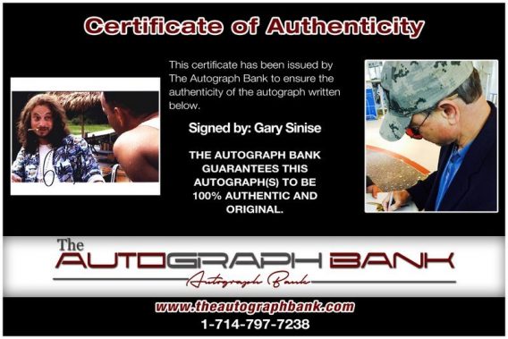 Gary Sinise proof of signing certificate