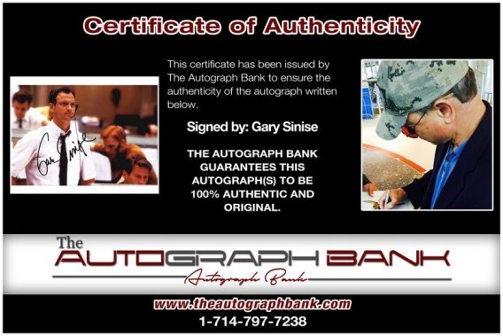 Gary Sinise proof of signing certificate