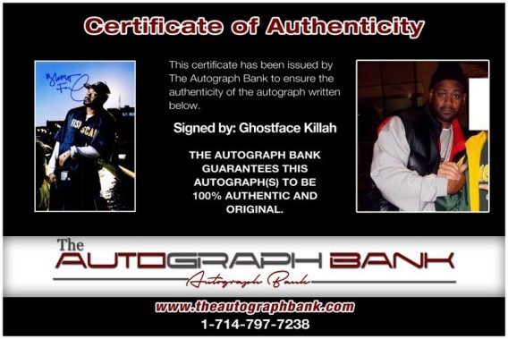 Ghostface Killah proof of signing certificate