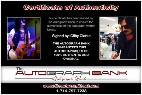 Gilby Clarke proof of signing certificate