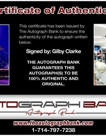 Gilby Clarke proof of signing certificate