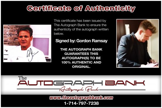Gordon Ramsay proof of signing certificate