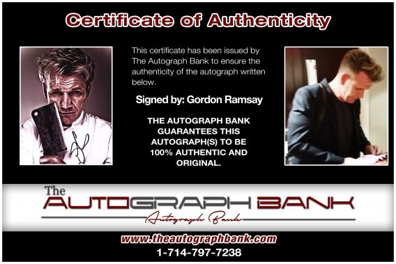 Gordon Ramsay proof of signing certificate