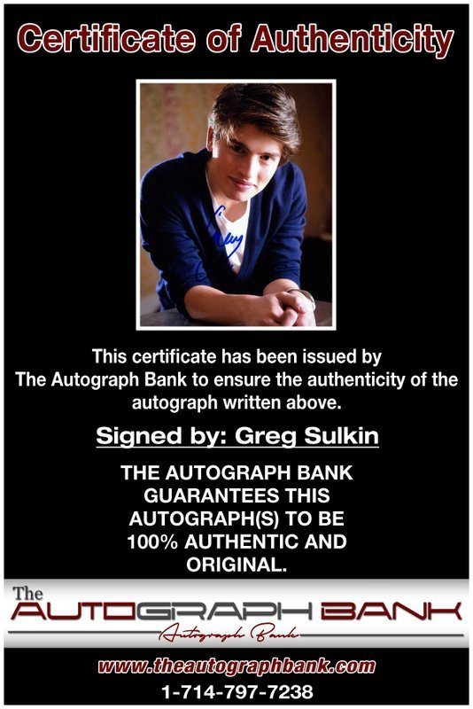 Greg Sulkin proof of signing certificate