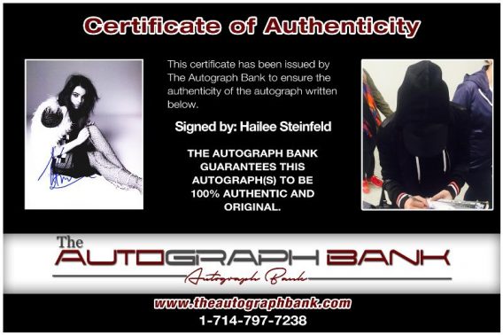 Hailee Steinfeld proof of signing certificate