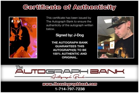 Vanilla Ice certificate of authenticity from the autograph bank