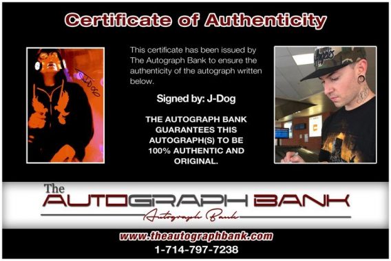 Vanilla Ice certificate of authenticity from the autograph bank