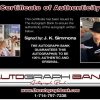 JK Simmons proof of signing certificate
