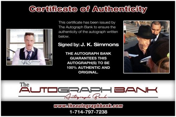 JK Simmons proof of signing certificate