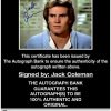 Jack Coleman proof of signing certificate