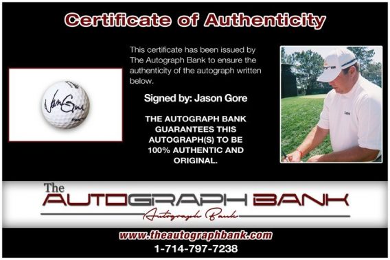 Jason Gore proof of signing certificate