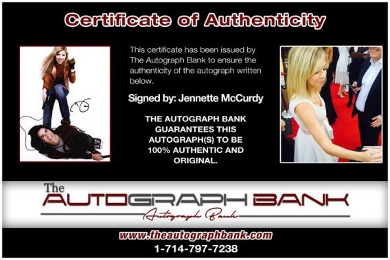 Jennette McCurdy proof of signing certificate