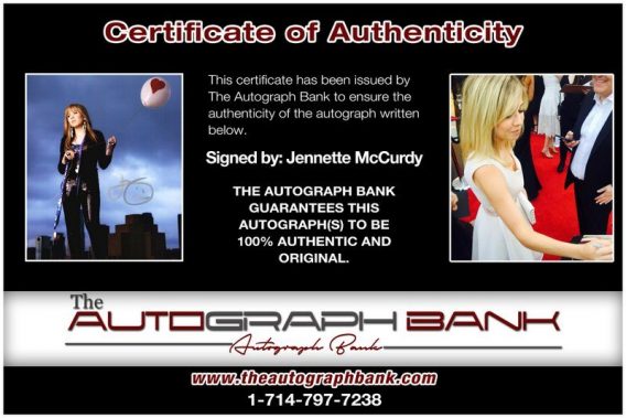 Jennette McCurdy proof of signing certificate