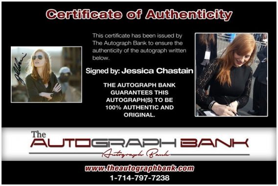 Jessica Chastain proof of signing certificate