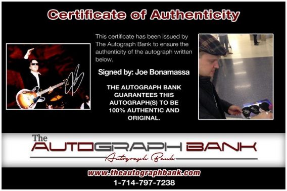 Joe Bonamassa proof of signing certificate