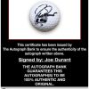 Joe Durant proof of signing certificate