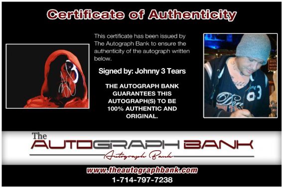 Johnny 3 Tears proof of signing certificate