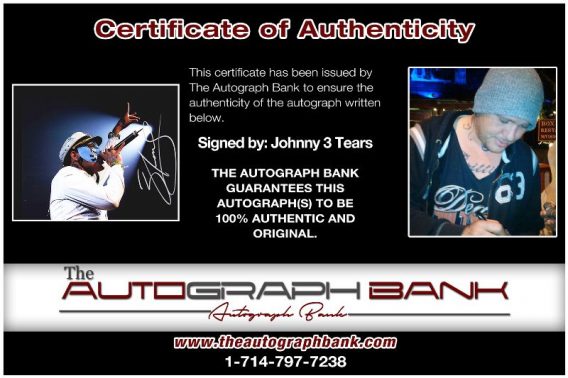 Johnny 3 Tears proof of signing certificate