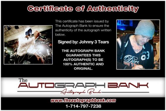 Johnny 3 Tears of Hollywood Undead proof of signing certificate