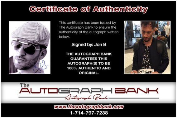 Jon B proof of signing certificate