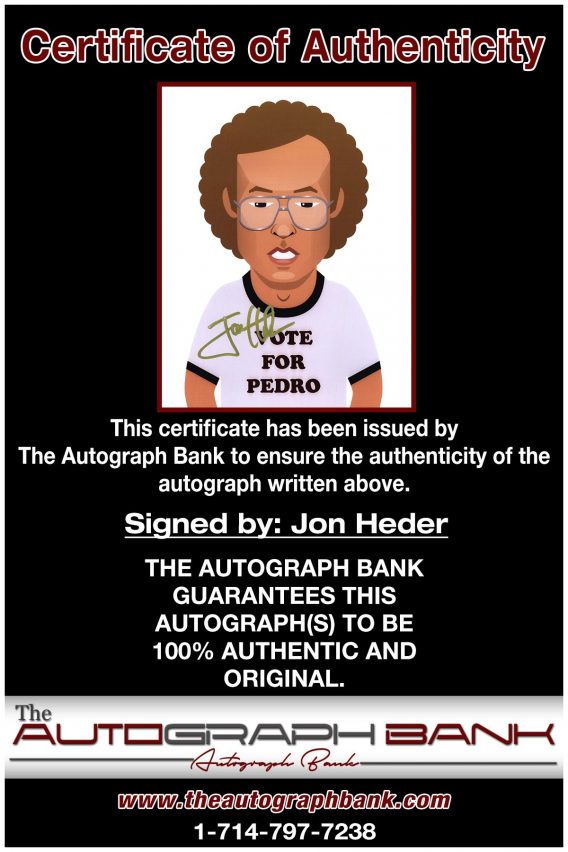 Jon Heder proof of signing certificate