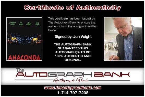 Jon Voight proof of signing certificate