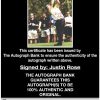 Justin Rose proof of signing certificate