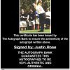 Justin Rose proof of signing certificate
