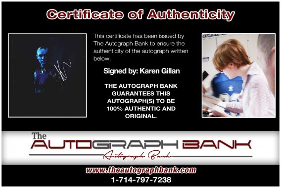 Karen Gillan proof of signing certificate