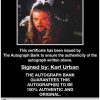 Karl Urban certificate of authenticity from the autograph bank