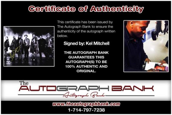 Kel Mitchell certificate of authenticity from the autograph bank