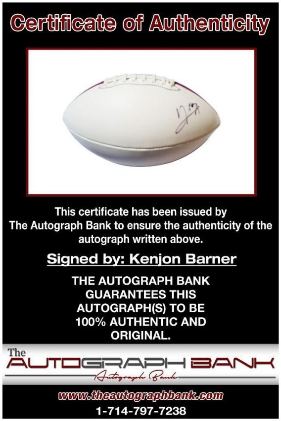 Kenjon Barner proof of signing certificate