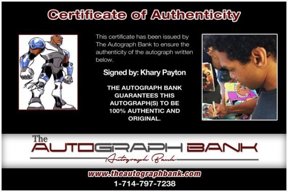 Khary Payton proof of signing certificate