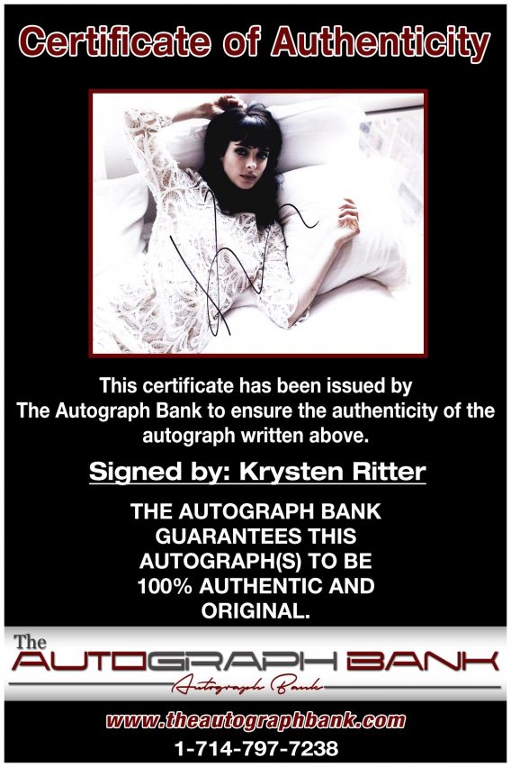 Krysten Ritter proof of signing certificate