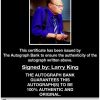 Larry King proof of signing certificate