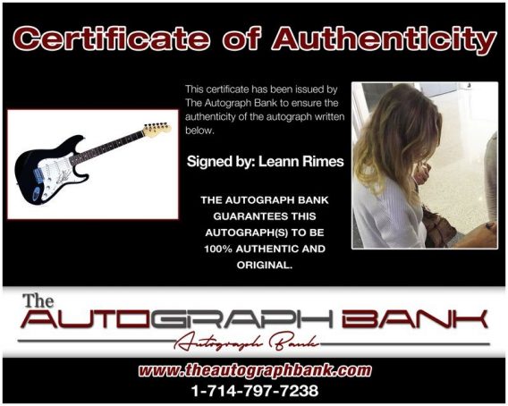 Leann Rimes proof of signing certificate