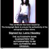 Lena Headey certificate of authenticity from the autograph bank
