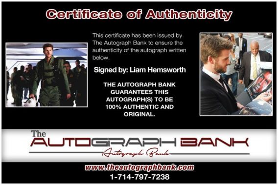 Liam Hemsworth proof of signing certificate
