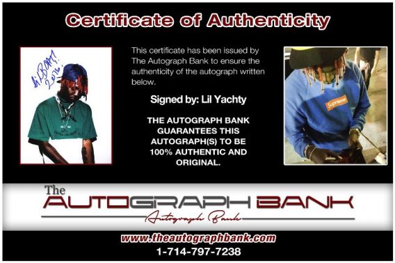 Lil Yachty proof of signing certificate