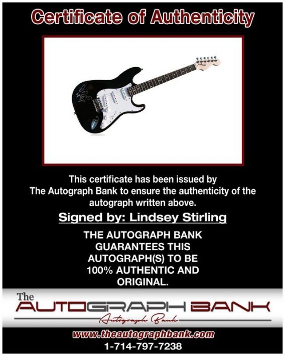Lindsey Stirling proof of signing certificate