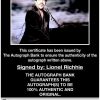 Lionel Richie proof of signing certificate
