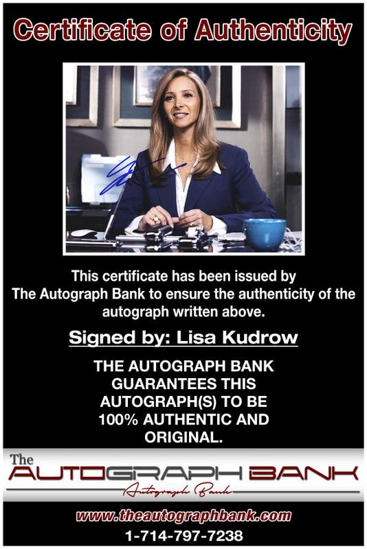 Lisa Kudrow certificate of authenticity from the autograph bank