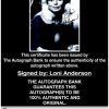 Loni Anderson proof of signing certificate