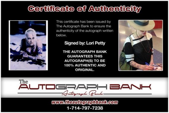 Lori Petty proof of signing certificate