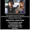 Lukas Haas certificate of authenticity from the autograph bank
