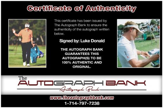 Luke Donald proof of signing certificate